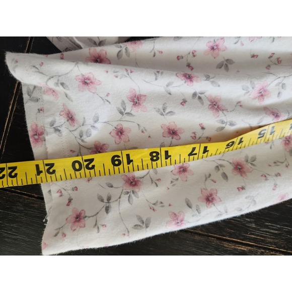 EILEEN WEST Pink Floral Cotton Long Sleeve Knee Length Nightgown Large Ruffle - Picture 8 of 10
